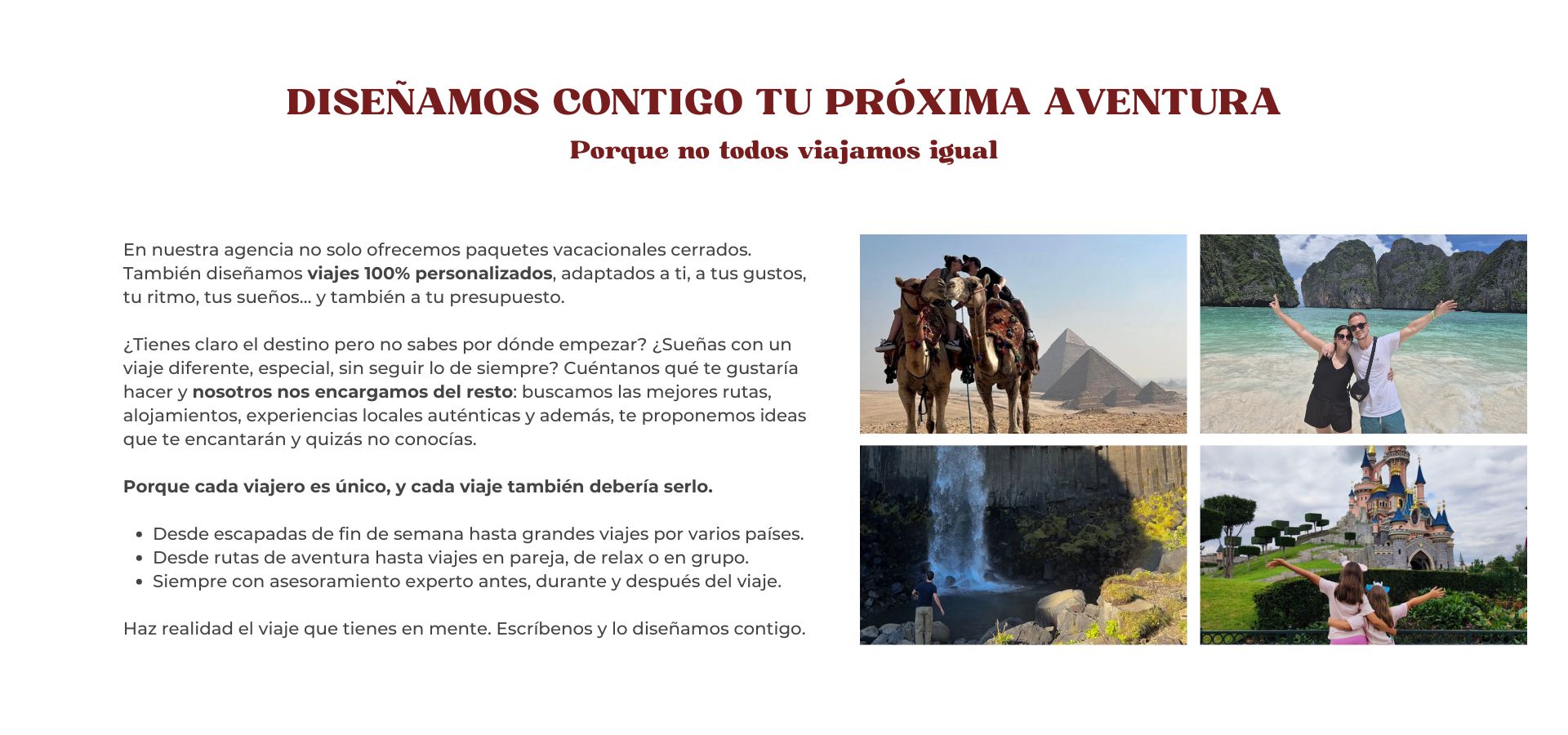VIAJES PERSONALIZADOS ELEMENTO INICIO WEB